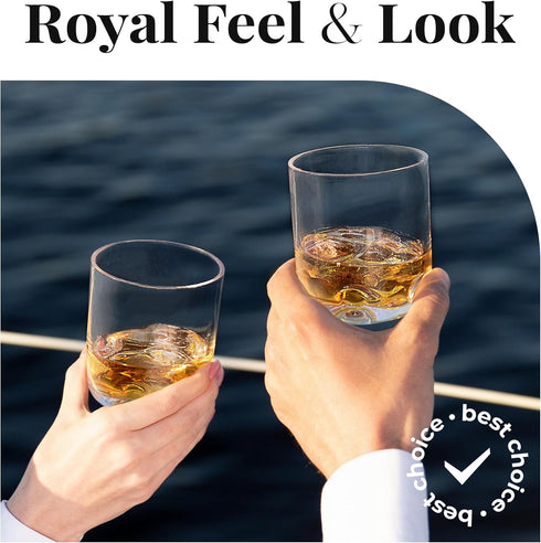 Vivocci 12.5 oz Unbreakable Tritan Plastic Whiskey & Double Old Fashioned Glasses - Set of 6 - Dishwasher Safe Barware