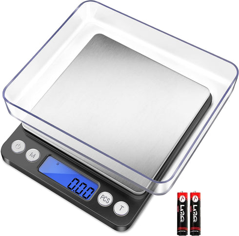 Fuzion Digital Gram Scale, 500g/0.01g Small Jewelry Scale with 2 Trays, Tare Function for Food and Mini Reptile