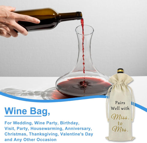 Bride To Be Gifts Wine Bag, Miss to Mrs Bachelorette Bridal Shower Engagement Gifts for Women