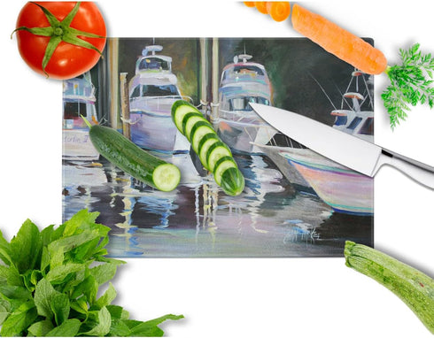 Caroline's Treasures JMK1048LCB Deep Sea Fishing Boats Glass Cutting Board Large Decorative Tempered Glass Kitchen Cutting and Serving Board Large Size Chopping Board