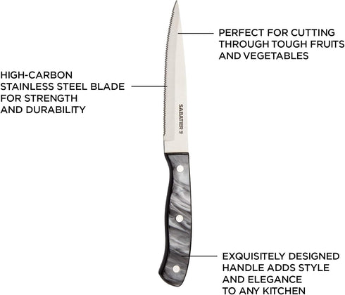 Sabatier Triple Riveted Serrated Utility Knife, 5-Inch, High-Carbon Stainless Steel Kitchen Knife, Black