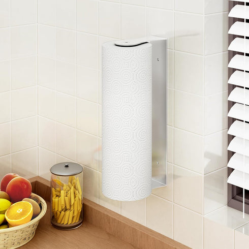 Paper Towel Holder Under Cabinet, Wall Mount Paper Towel Holder for Kitchen Bathroom, Stainless Steel, Adhesive