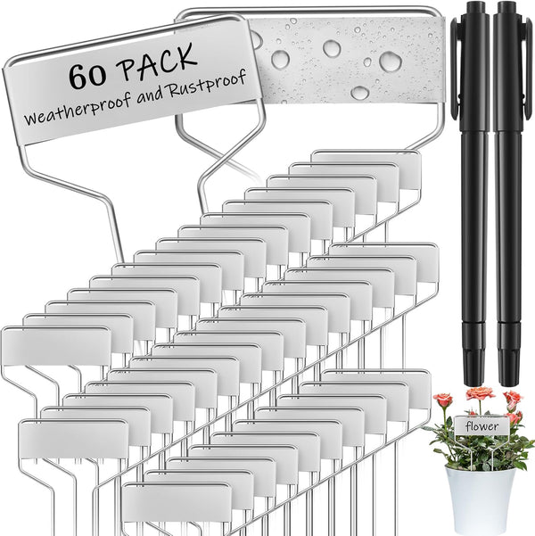 Moxweyeni 60 Pcs Metal Garden Tags Plant Labels for Garden Waterproof Plant