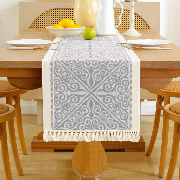 Floral Coffee Table Runner for Living Room Kitchen Farmhouse Bordered Dining Table