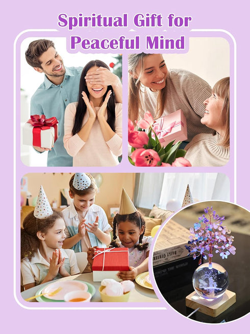 7 (3D Crystal Tree of Life, Chakra Healing Tree with Multicolor Night Light Crystal Ball for Meditation Relaxation