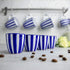 City to Cottage Handcrafted Navy Blue Stripe Ceramic Espresso Cups - Set of 4 for Espresso Machine