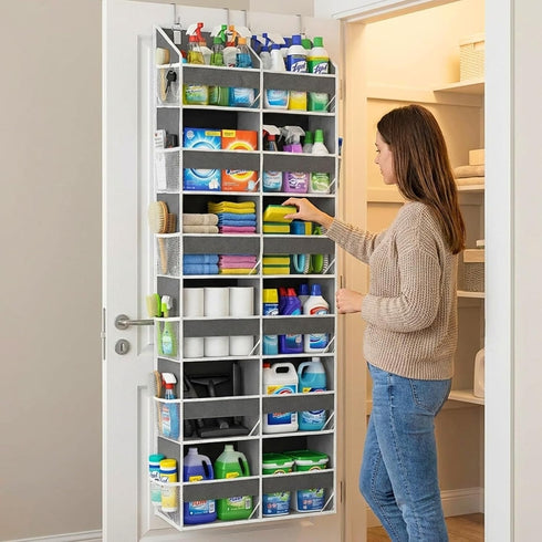 6 12 80 lbs Over the Door Organizer Tiers, Extra Large Behind Door Storage of Compartments, Weight Capacity Hanging