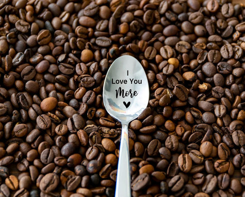 I Love You More Funny Engraved Stainless Steel Spoon, Best Gift for Women Men, Coffee Tea Spoon for Valentine's
