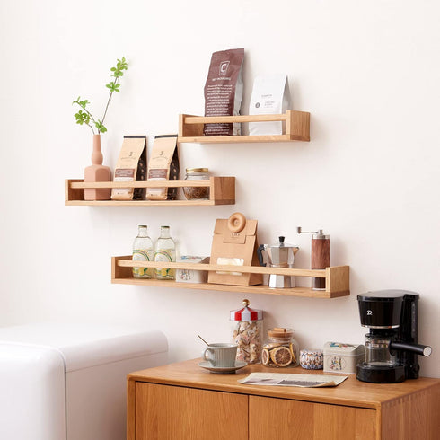 Rack,16 Inch Oak Nursery Shelves, Natural Wood Nursery Floating Shelves for Wall Mounted, Wall Bookshelf for Bedroom