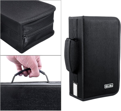 DVD Case Holder, Portable CD/DVD Case Wallet Binder for Home Travel, 160 Capacity Organizer (Black binder, Black)