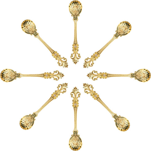 Yarlung Mini Coffee Spoons 16 Pack, 4.5 Inch Gold Vintage Spoon for Espresso, Tea, Dessert, Condiments