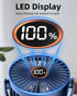 3.5" Rechargeable Clip On Fan Small Portable with Strong Clamp Grip, 3-Speed & LED Display, Blue