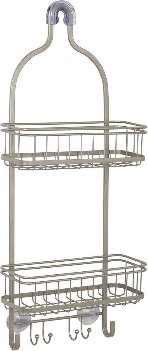 Zenna Home Shower Caddy Hanging Bathroom Organizer, Steel Rack with 2 Shelves, Rust-Resistant Satin Nickel