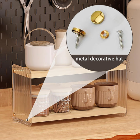 LiTY 2 Countertops, Coffee Station Organizer Tier Acrylic Home Storage Mugs Hooks for Kitchen Coffee Bars, for Placing