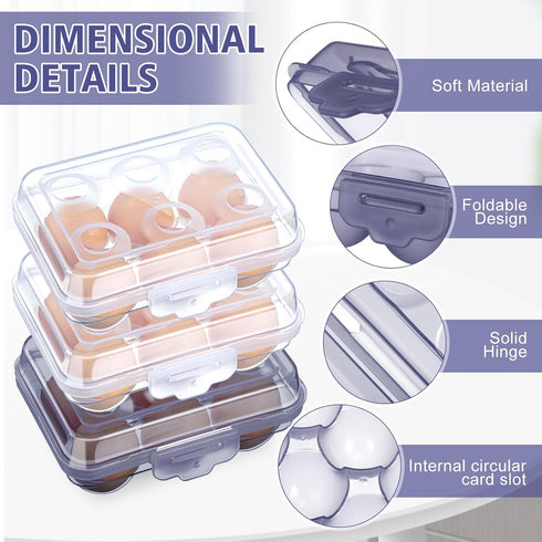 6 6 Pieces Grid Egg Carton Camping Plastic Portable Egg Box Container for Refrigerator Storage Crisper Holder Carriage