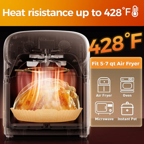 Vailnd Air Fryer Liners Disposable, 100Pcs 9 Inch Oil Proof Parchment Sheets for Air Fryer