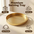 13" Spsyrine Round Gold Decorative Tray, Plastic Serving Table Tray with Handles for Ottoman, Coffee Table, Bathroom