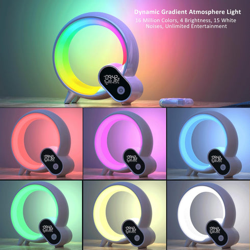 15 Snooze,Timer, Wake Up Light, Smart Sunrise Alarm Clock for Kids Baby Sound Machine with Soothing Sounds Bluetooth