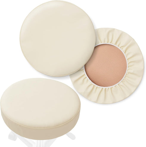 Saloniture 2-Pack Round Stool Seat Cover, 17-1/2 Inch Waterproof Slipcover for Swivel
