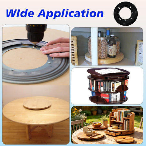 6 Packs 8'' 5/16''Thick Lazy Susan Hardware, Heavy Duty Turntable Bearing Swivel Pate for Rotating Table, Book Case