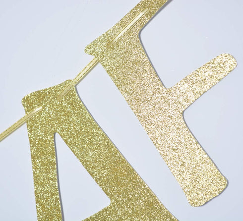 Educated AF Glitter Banner Sign - Graduation Party Decor, Congrats Grad Bunting Decorations in Gold Glitter