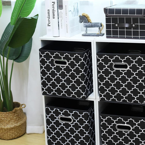 Fabric Storage Bins Cubes, Foldable Organizer with Handle, Set of 6, 11x11x11 for Cloth or Accessory Storage