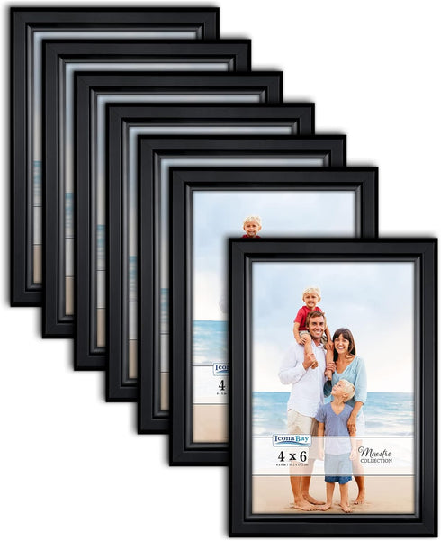 Icona Bay 4x6 Picture Frames Set, Black, 12 Pack, Classy Contemporary Style