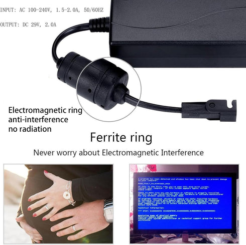 Power Supply for Power Recliner, 2-Pin 29V 2A Universal Adapter with Extension Cord, Compatible with Electric Chairs