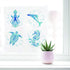 GORGECRAFT 4PCS 6.3” Sea Turtles Window Clings, Static Sea Animal Glass Decals for Bathroom Film