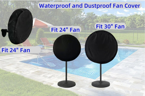 Outdoor Fan Cover, Waterproof & Dustproof Fan Cover Fit for Most 24" & 30" Large Stand up Pedestal Fan and Wall Mount Industrial Fans (Fit 30" Fan)