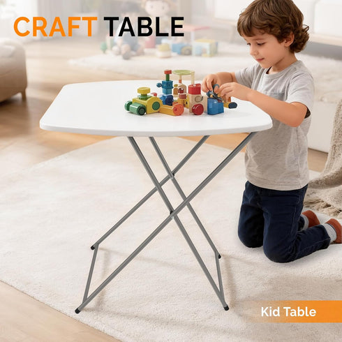 18" VINGLI Small Folding Table Portable, Adjustable Height Personal Laptop TV Tray, Camping Table, HDPE Plastic Top