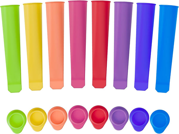 8 PCS Popsicles Molds, Reusable Multi Colors Popsicle Maker with Lids for