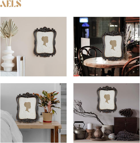8x10 Inch AELS Vintage Picture Frame, Elegant Antique Photo Frames with Glass Front, Photo Display, Tabletop Wall