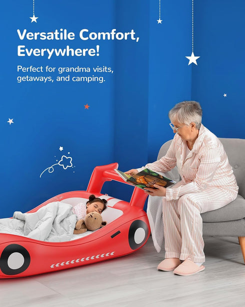 QPAU Blow up Inflatable Toddler Travel Bed with Sides, Toddler Air Mattress for Camping, Traveling, Hotel, or Home Use