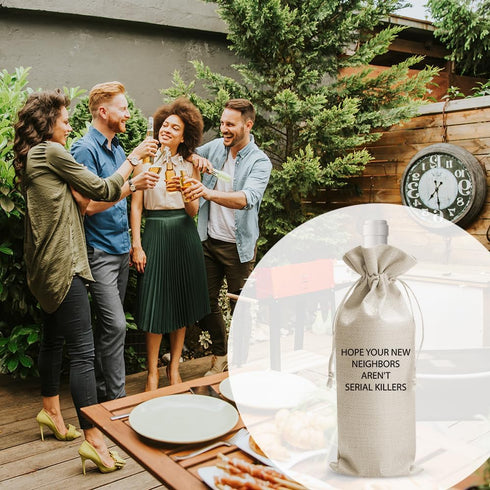 Housewarming Wine Gift Bags, New Home Gifts for Homeowners, Moving Away Gift for New Neighbors