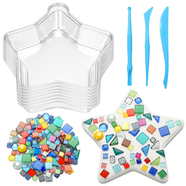 LOYIM 24 Pcs Stepping Stone Kit Includes Concrete Mold, Mosaic Tiles and