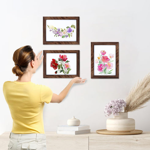 5x7 Set 12 5x 7 5x7 EYMPEU Picture Frames Rustic Brown Walnut Wood Color of Multi Display Wooden Colored Photo Frames