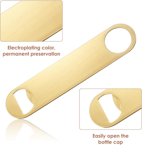 4 Pcs Heavy Duty Stainless Steel Flat Bottle Opener 7 Inch Solid Beer Opener for Bar Kitchen Wedding Party (Laser,