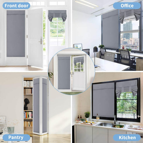 OutdoorLines Blackout French Door Curtains, 1 Panel, W26 x L40 inch, Grey, Easy to Install Thermal Insulated Tie Up