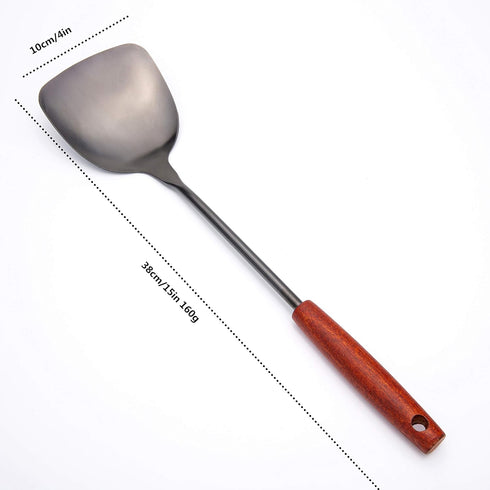 FJNATINH 15 Inch Wok Spatula, Stainless Steel Metal Spatulas for Kitchen Cooking Utensils for Cast Iron