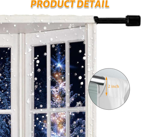 Winter Scenery Window Curtain 2 Panels, 82X84 Inch, Snowflake Christmas Tree Fabric Drapes for Bedroom Living Room