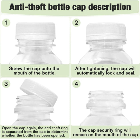 Leaflai 6 12oz Plastic Juice Bottles with Caps pcs - Reusable Juice Containers with Tamper Proof Lids White - Clear