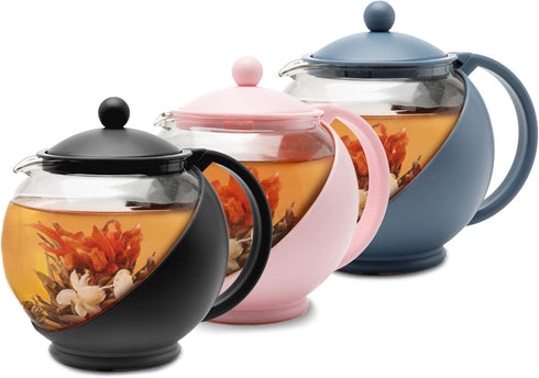 Primula Half Moon Teapot with Removable Infuser, Glass Tea Maker with Reusable Fine Mesh Stainless Steel Filter,