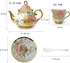 CHANJOON Set, Set 6 Gold Plated Red Rose Ceramic Tea Vintage Teapot, Beautiful Tea Coffee Serving People (Golden