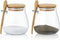 Joeyan Glass Jar with Airtight Bamboo Lid, 12 oz Salt Sugar Spice Container, Set of 2 for Kitchen Countertop