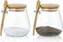 Joeyan Glass Jar with Airtight Bamboo Lid, 12 oz Salt Sugar Spice Container, Set of 2 for Kitchen Countertop