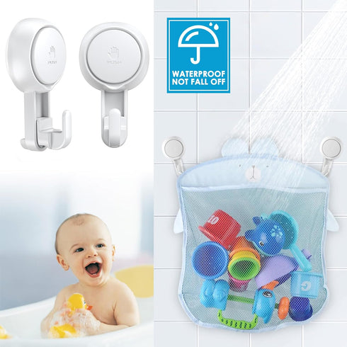 LUXEAR Reusable Suction Cup Hooks, Heavy Duty Hook for Bathroom, Kitchen, 4 Pack