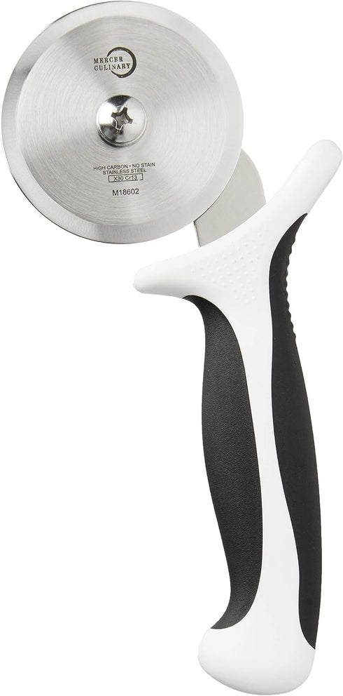 Millennia Pizza Cutter with White Handle, 2-3/4 Inch Wheel, Stainless Steel by Mercer Culinary