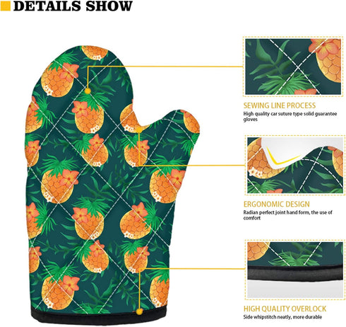 UNICEU White Chicken Pattern Fashion Heat Resistant Hot Oven Mitts & Pot Holders - Kitchen Gift Set with Non-Slip