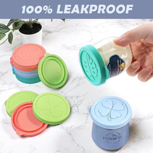 12 Pack 4.9 oz 5oz La Fermiere Yogurt Jar Lids, Silicone Yogurt Jar Lids for La Fermiere, Colorful Cover for Oui Yogurt